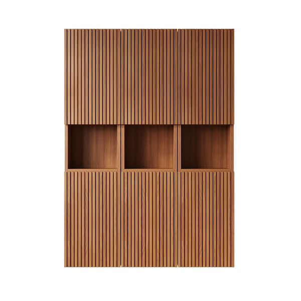 41.34 in. W x 59.06 in. H Brown Plywood Surface Mount Medicine Cabinet without Mirror with 6 Doors