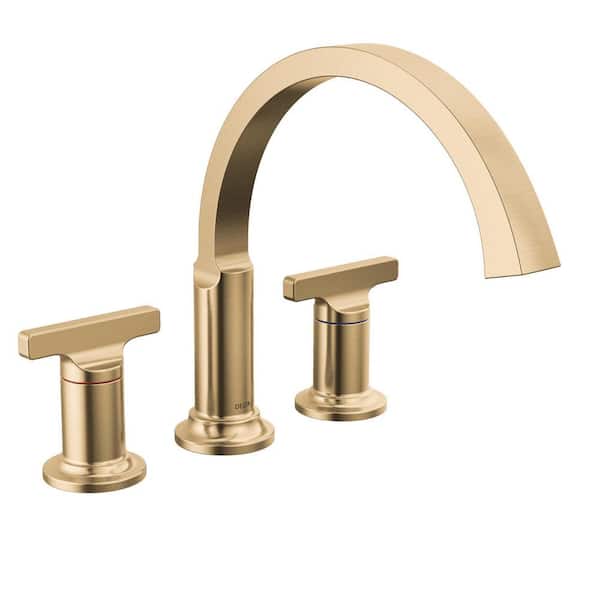 Delta Tetra Gold T-Lever Roman Tub Handles in Lumicoat Champagne