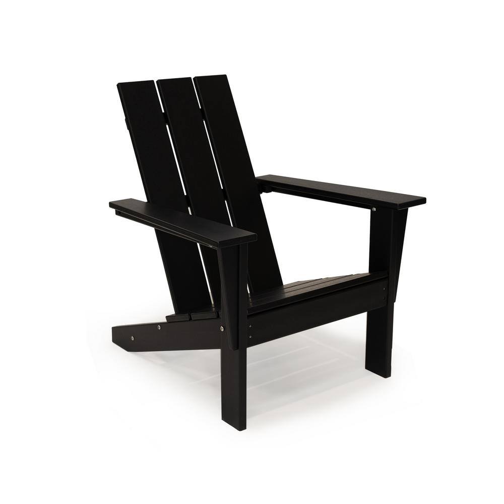 Arcadia Black HDPE 3-Piece Outdoor Adirondack Chair and Table Set