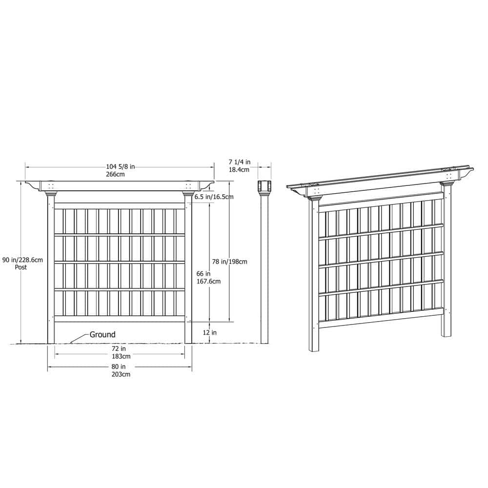 Camden 80" x 90" White Vinyl Privacy Screen Trellis