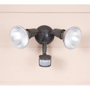 180-Degree Bronze Twin Head Motion Activated Outdoor Flood Light