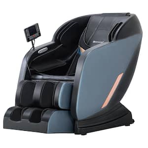 Ennis Black Leatherette Massage Chair With L-Track, Zero Gravity, Bluetooth, USB Ports, Footrest Extension