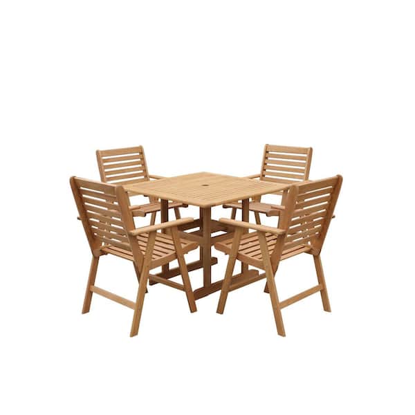 Lautan Lennox Square Killarney Ash Hardwood Outdoor Dining Table with 4 Chairs (5Piece) Lennox5