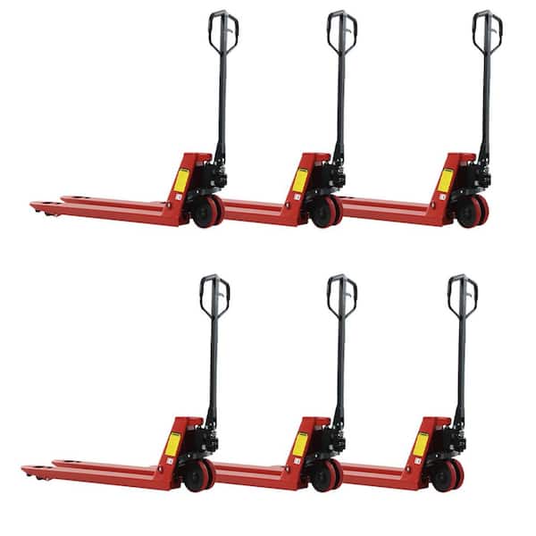 Red 5,500 lbs. Hydraulic Hand Pallet Jack with 48 x 21 in. Fork 7.3 in. Max Lift (6-Pack)