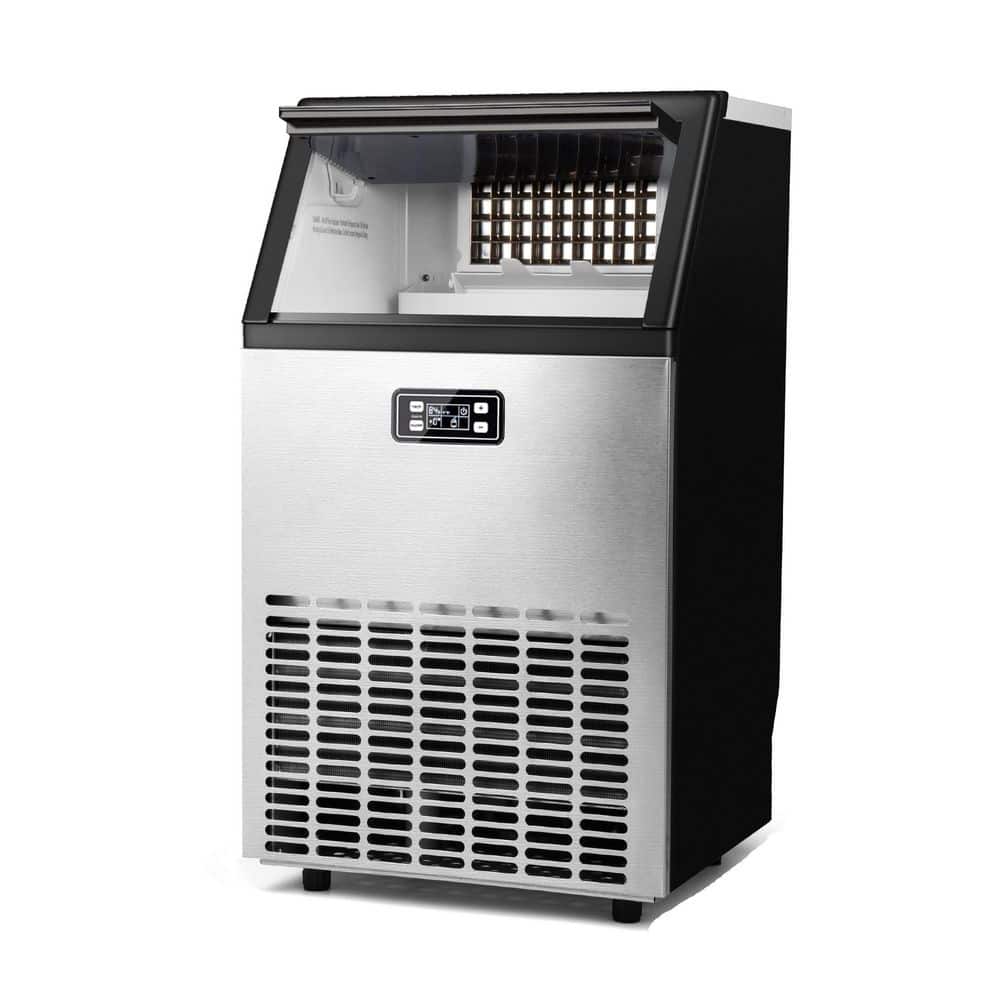 EUHOMY 18 in. 100 lb. /Day Commercial Freestanding Ice Maker in Stainless Steel, with 33 lb. Storage Bin, Full Size Cubes