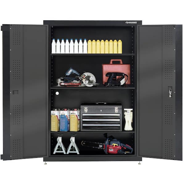 Regular Duty 3-Shelf 22-Gauge Welded Steel Garage Storage Cabinet in Black and Gray (46 in W x 72 in. H x 24 in. D)
