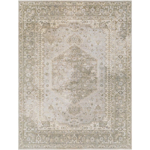 Lillian Light Beige/Light Gray 5 ft. x 7 ft. Indoor Machine-Washable Area  Rug