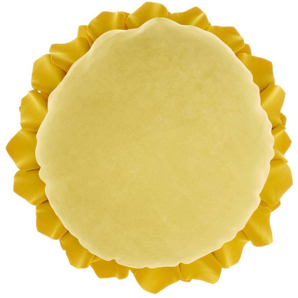 Suedette Yellow Flower Round 14" Throw Pillow