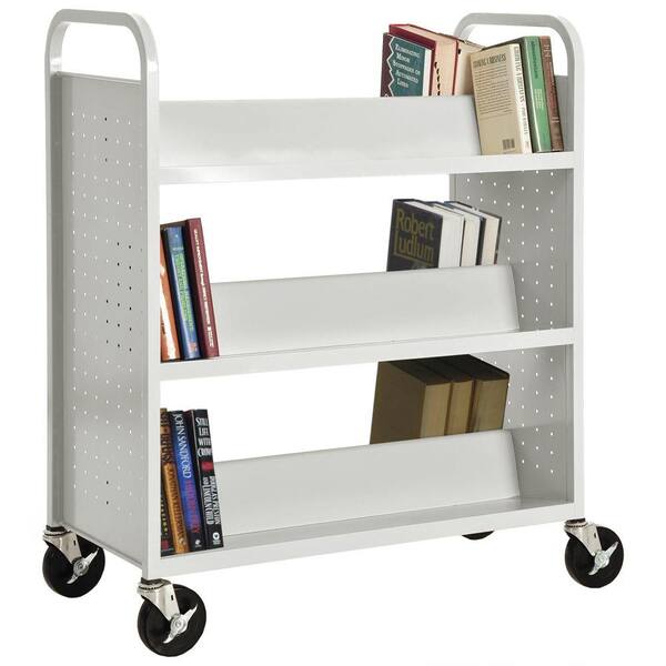 Sandusky 46 in. White Metal 3-shelf Cart Bookcase with Locking