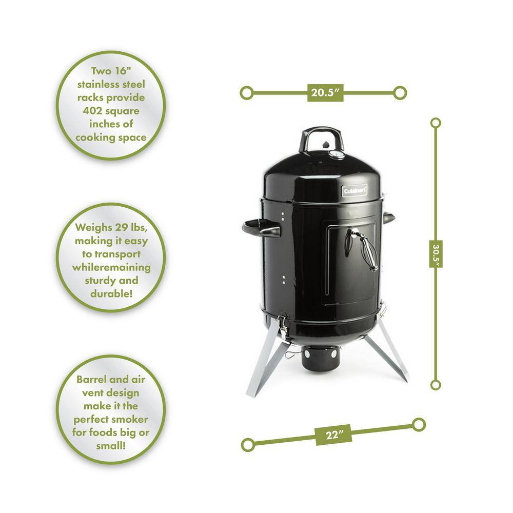 Cuisinart 16" Black Vertical Charcoal Smoker