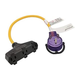 2 ft. 12/3 RV 30 Amp 125-Volt 3-Prong TT-30P Plug to 3 x 5-15R Tri-Outlets Adapter Cord (NEMA TT-30P to Three 5-15R)