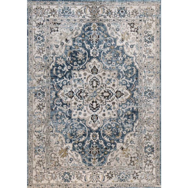 Ashland Blue 8 ft. x 10 ft. Floral Transitional Area Rug