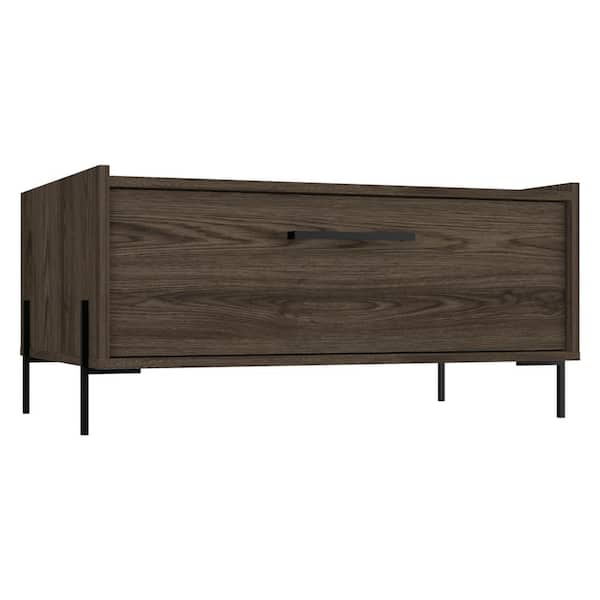 RST BRANDS Page 31 in. Walnut Medium Rectangle Wood Coffee Table with Storage Drawer with Storage