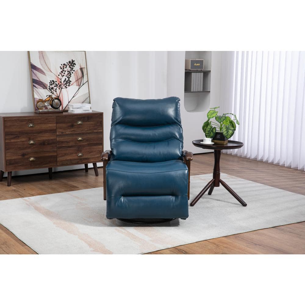 Z-joyee Blue Faux Leather Recliners Swivel Rocker Recliner Power Glider ...