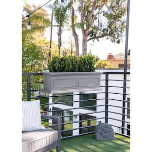 Brixton Series 36 in. Gray Plastic Window Box Railing Planter