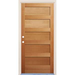32 in. x 80 in. 5 Panel Shaker Right-Hand/Inswing Unfinished Fir Wood Prehung Front Door