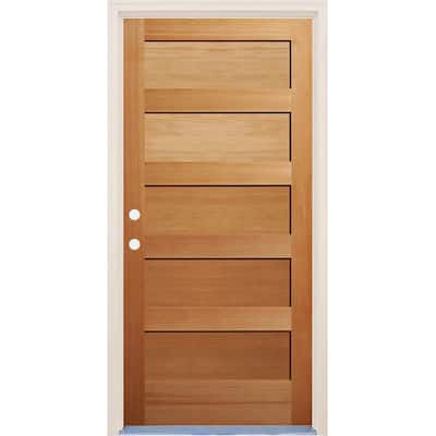 36 in. x 80 in. 5 Panel Shaker Right-Hand/Inswing Unfinished Fir Wood Prehung Front Door