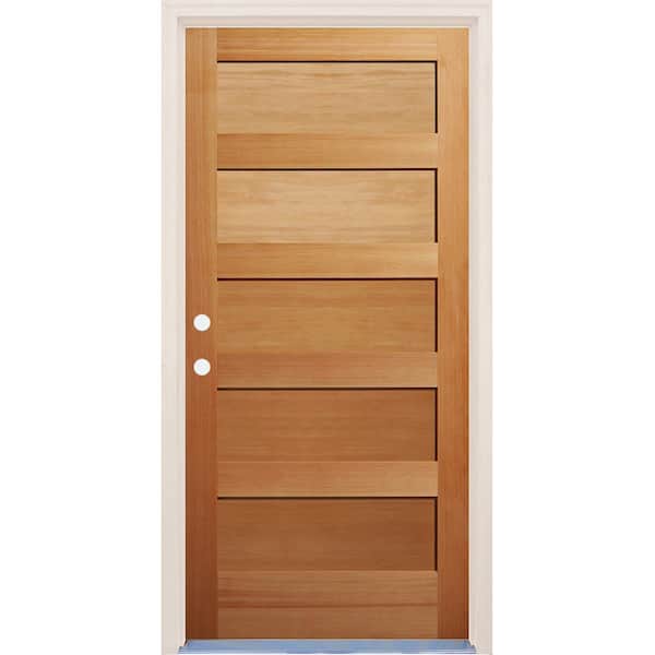 Builders Choice 36 in. x 80 in. 5 Panel Shaker Right-Hand/Inswing Unfinished Fir Wood Prehung Front Door