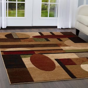Tribeca Brown/Red 8 ft. x 11 ft. Geometric Area Rug