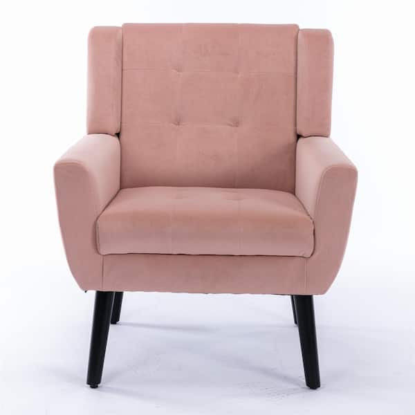  Velvet Tufted Accent Chair Comfort Living Room Lounge Armchair,  Upholstered Sofa Chair with Rose Gold Metal Trim, Square Bedroom Chair  Perfect for Relaxing for Bedroom Office Decorative (Pink) : Home 