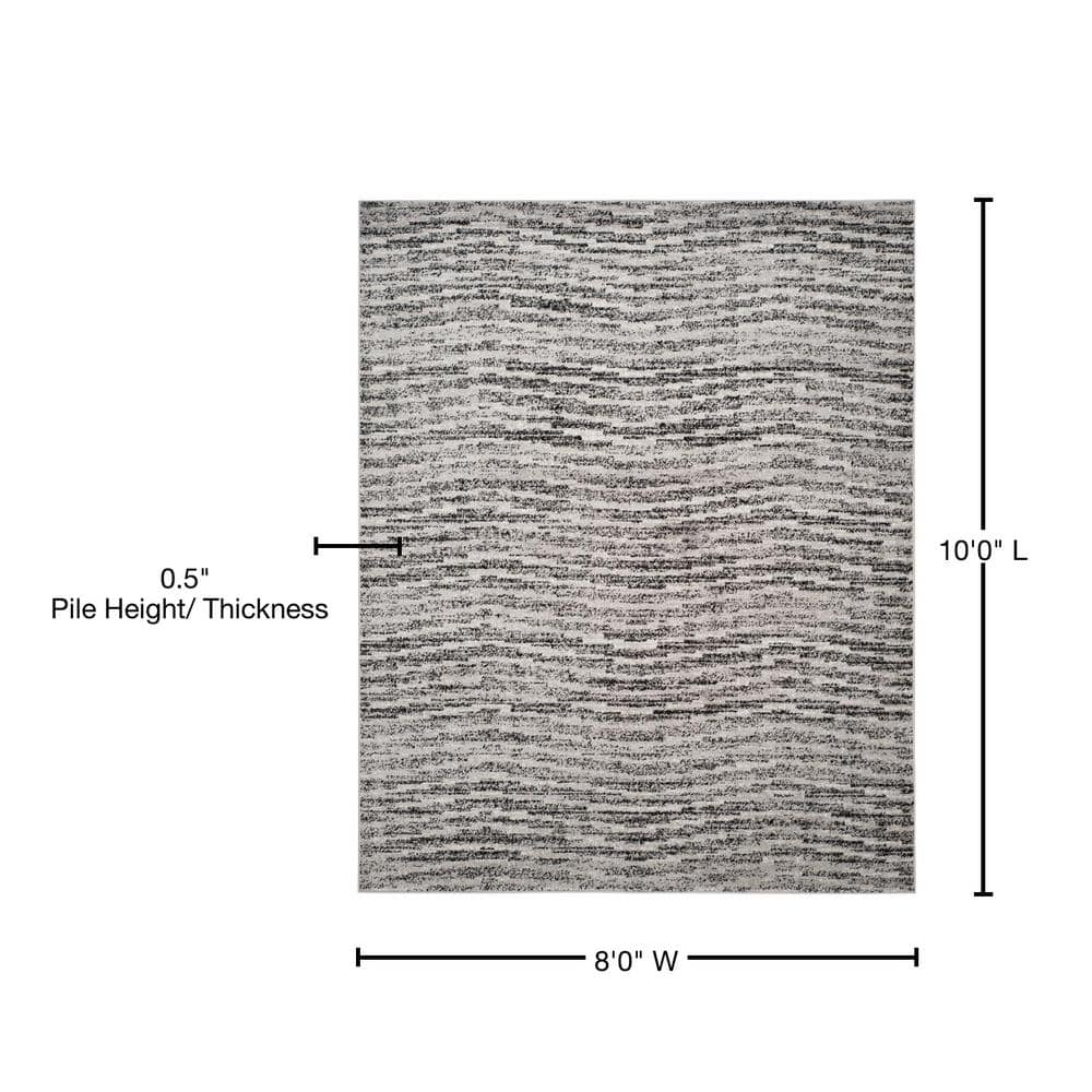 Reversible Black Stripe Synthetic 8' x 10' Rectangular Rug
