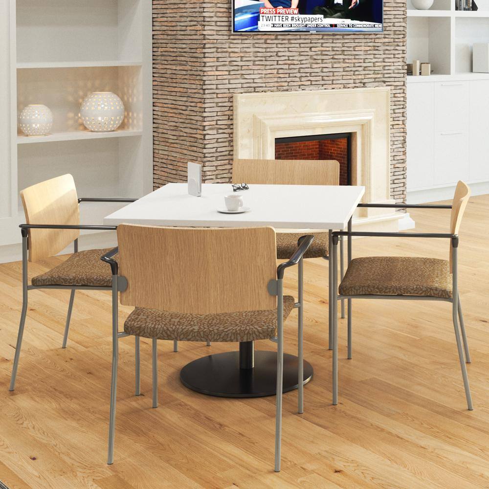 Studio Teak and Black Metal Square Dining Table for 2