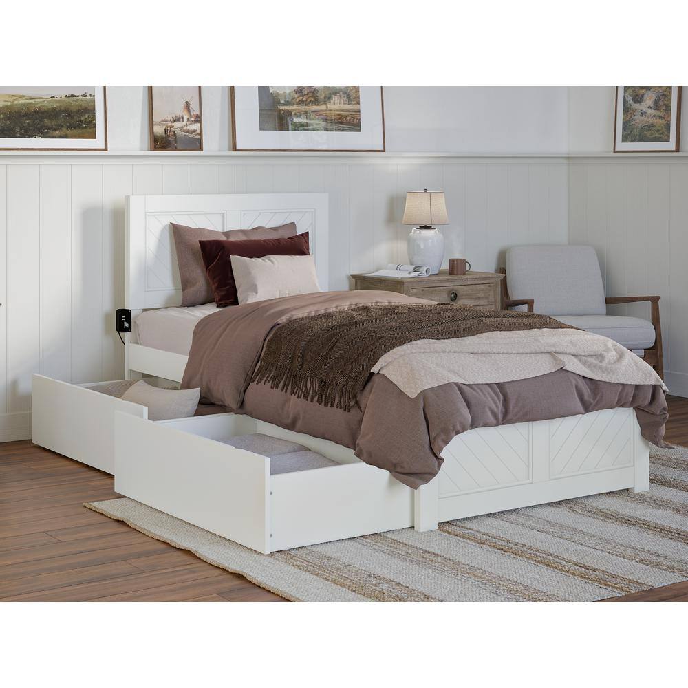 AFI Canyon White Solid Wood Twin XL Platform Bed with Matching ...