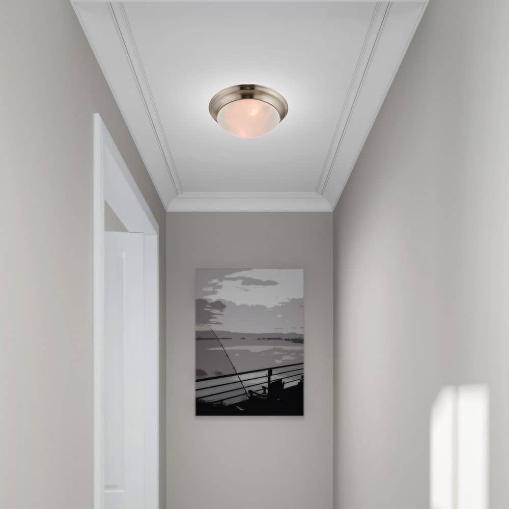 Coronado 14" Brushed Nickel Dome Ceiling Light with White Alabaster Glass