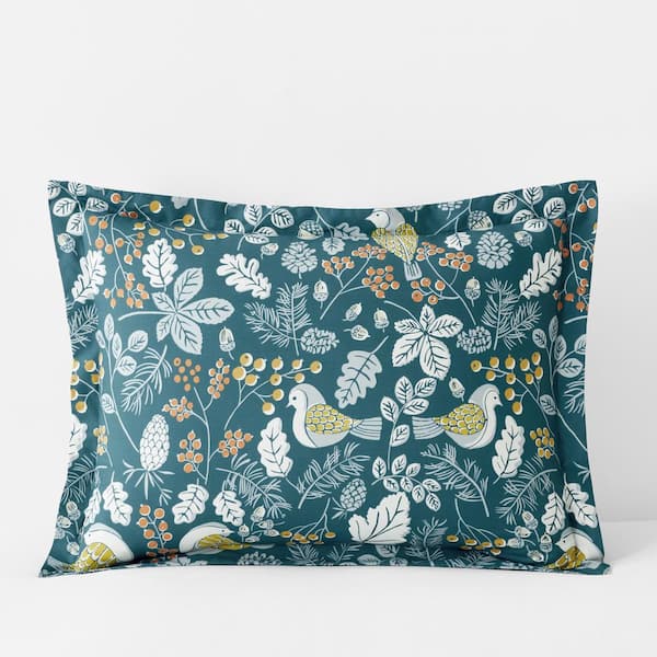 The Company Store Company Cotton Swallow Leaf Slate Cotton Percale King Sham