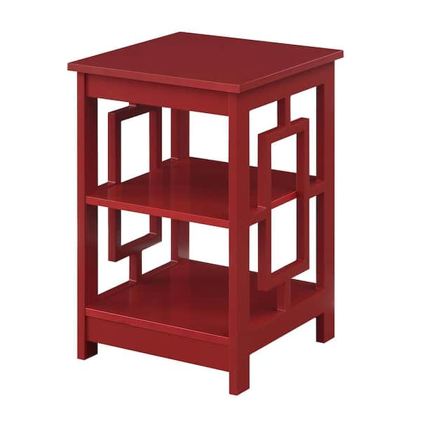 Convenience Concepts Town Square 17.5 in. Cranberry Red 23.5 in. Square MDF End Table Shelves