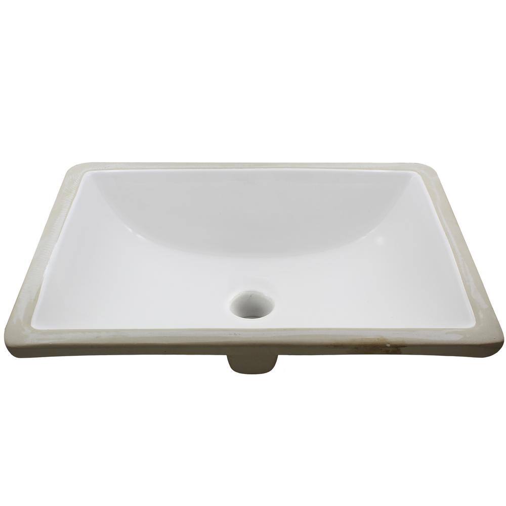 20.25'' White Ceramic Rectangular Undermount Bathroom Sink with Oil Rubbed Bronze Drain