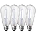 60-Watt Equivalent ST19 Dimmable Straight Filament Clear Glass Vintage Edison LED Light Bulb, Daylight (4-Pack)