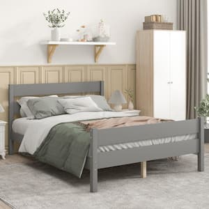 Modern Gray Full Size Platform Bed with Headboard and Footboard, Wooden Platform Bed for Kids, No Box Spring Needed