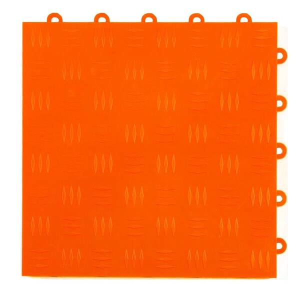 Greatmats Diamond Top 1 ft. x 1 ft. x 1/2 in. Orange Polypropylene Interlocking Garage Floor Tile (Case of 24)
