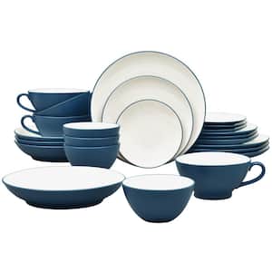 Colorwave Blue Stoneware 24-Piece Dinnerware Set