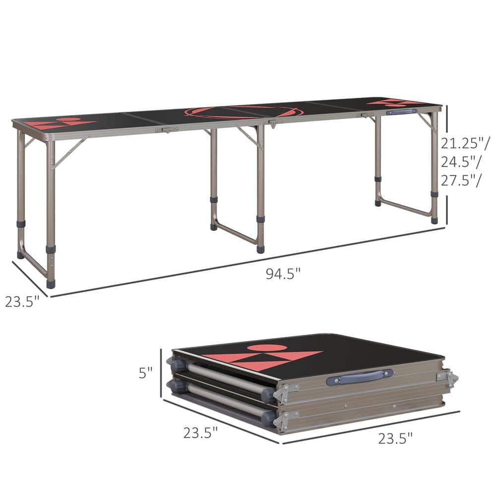 94.5'' Black and Red Aluminum Folding Camping Table