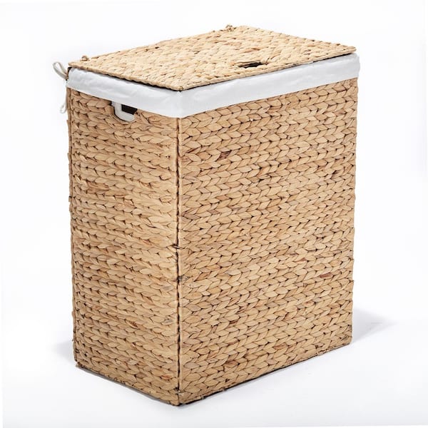 Seville Classics Hand-Woven, Water Hyacinth Portable Hamper
