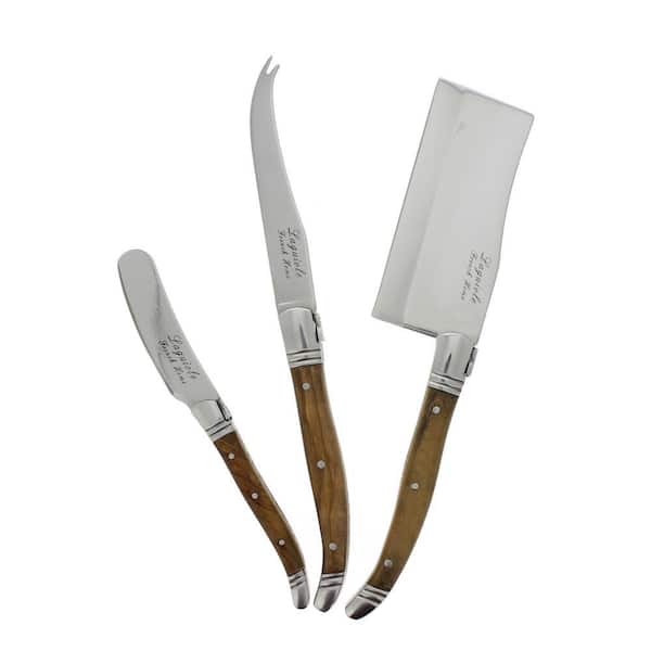 Laguiole Connoisseur 3 Piece Olive Wood Cheese Knife Set