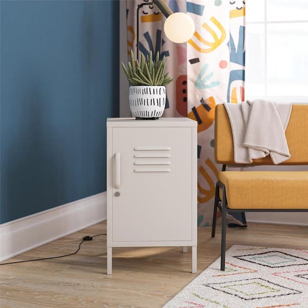 Ameriwood Cache 15 in. W Parchment Rectangle Metal Locker Style Living Room End Table
