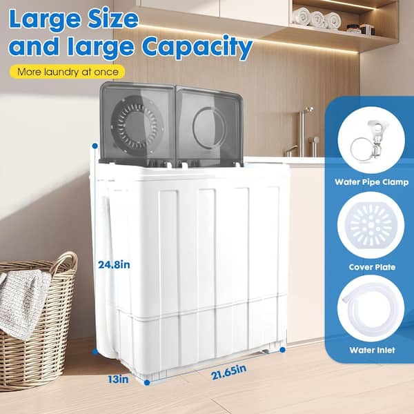 WOCK 2.1 cu.ft. Portable Washing Machine in Grey with Drain Pump