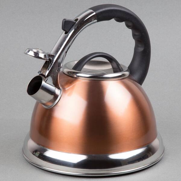 Creative Home 2.6 qt. Stainless Steel Whistling Tea Kettle Teapot with Folding Handle Aluminum Capsulated Bottom for Fast Boiling Heat Water, for Indu