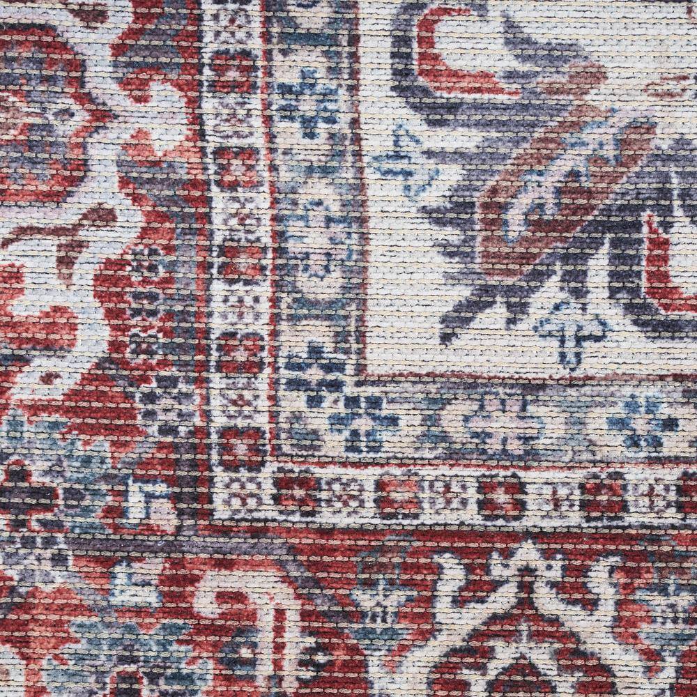Brick Ivory Floral Medallion 4' x 6' Washable Rug