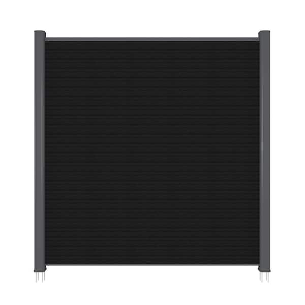UltraEasy Hybrid Style Enclosures 6 ft. x 6 ft. Indian Ebony Composite Horizontal Fence Panel Kit with Gray Frame