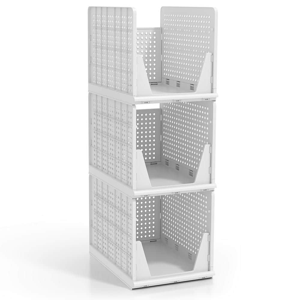 Extra Large 4 Pack Shelf Organizer, Stackable Open Front Clothes Storage Sh