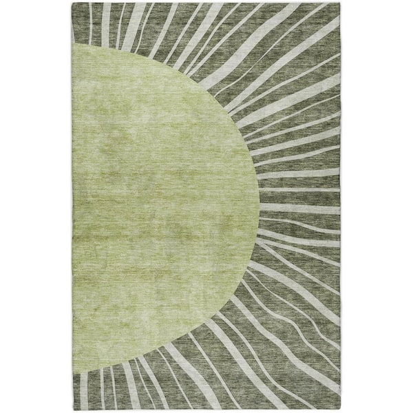 Dream Shag Premium Machine Washable Abstract ADS668 Olive 5 ft. x 7 ft. 6 in. Area Rug