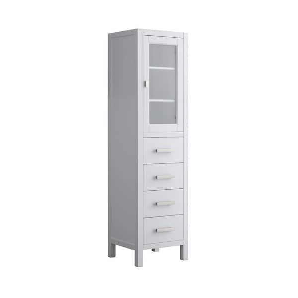 18 in. W x 66 in. H x 18 in. D Bathroom Linen Storage Cabinet in White