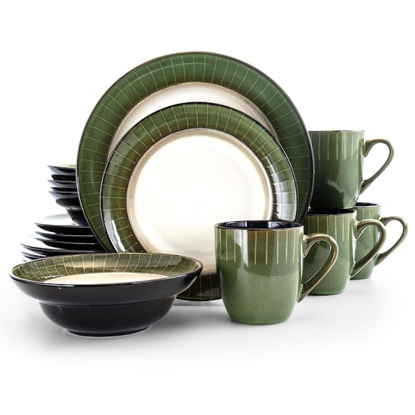 Elama Grand 16-Piece Modern Jade Stoneware Dinnerware Set (Service for 4)