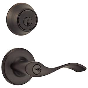 Balboa Venetian Bronze Keyed Entry Door Handle and Single Cylinder Deadbolt Combo Pack with Pin & Tumbler feat. Microban