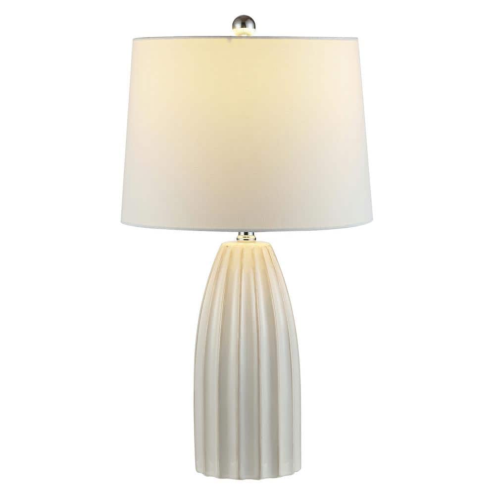 Kayden 25.5" Ivory Ceramic Table Lamp with Pleated Design