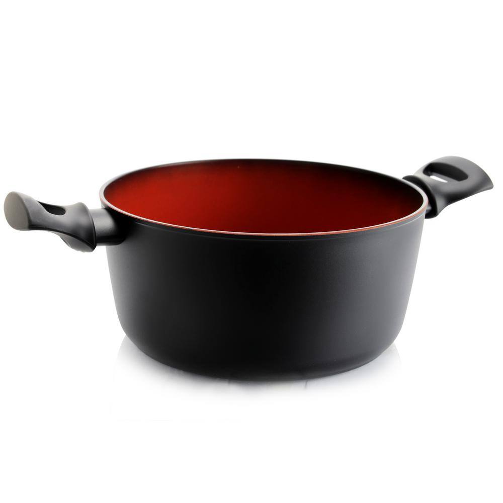Terra-Cotta 4.75 qt. Round Aluminum Nonstick Dutch Oven in Red and Black